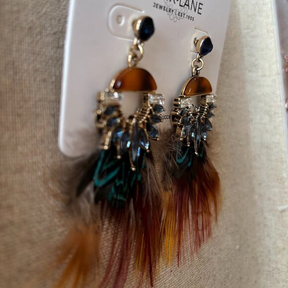 Park Lane Peacock Feather Earrings - Picture 3 of 3